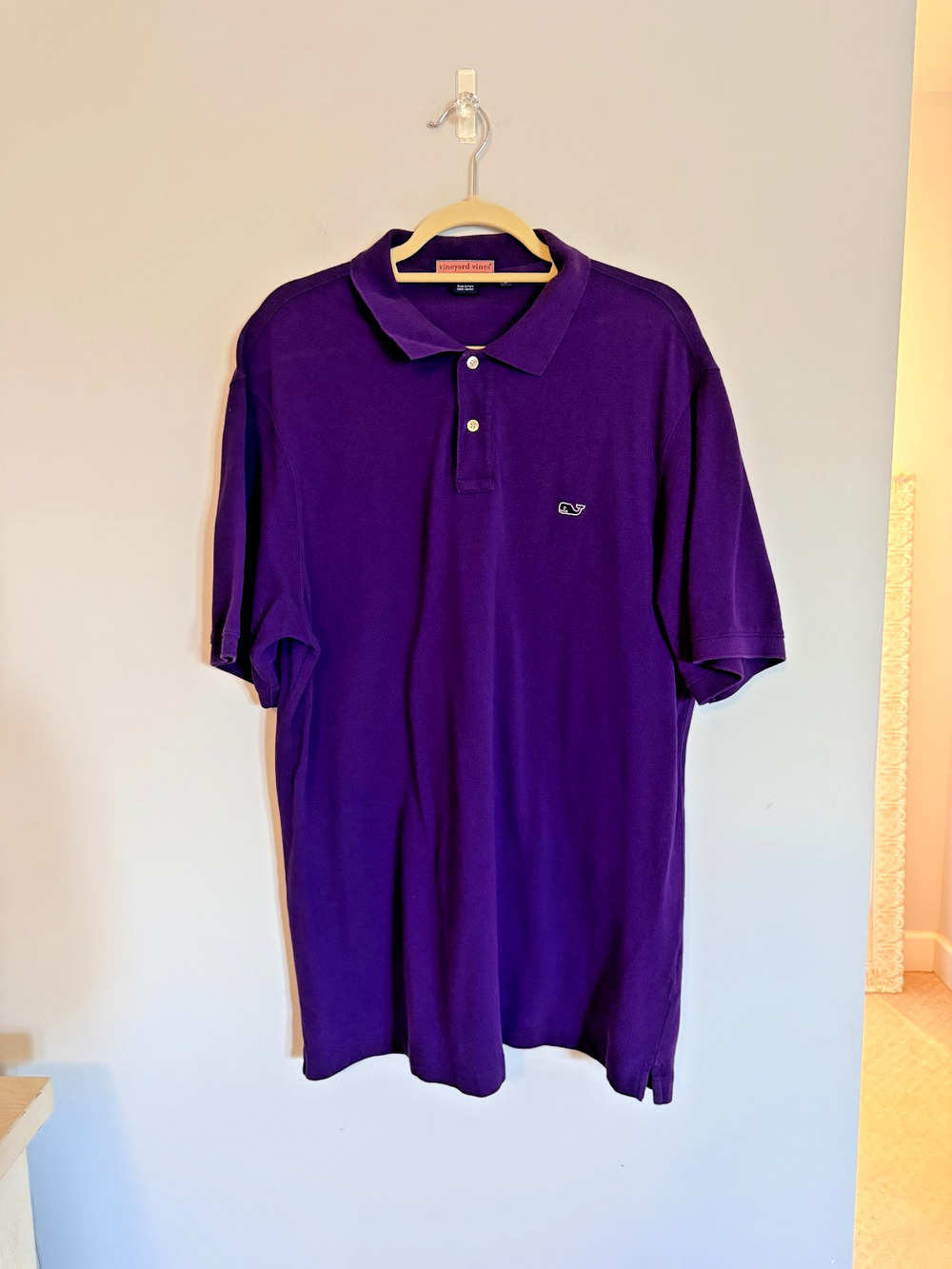 Vineyard Vines Mens Polo Size L Short Sleeve Purple Whale Preppy 100% Cotton